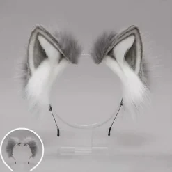Handgjort Hårband med Kattöron - Räv Varg Djur Cosplay Kostym Huvudbonad, Sött Pälsigt Halloween Tillbehör färg 3.SA> Huvudbonader