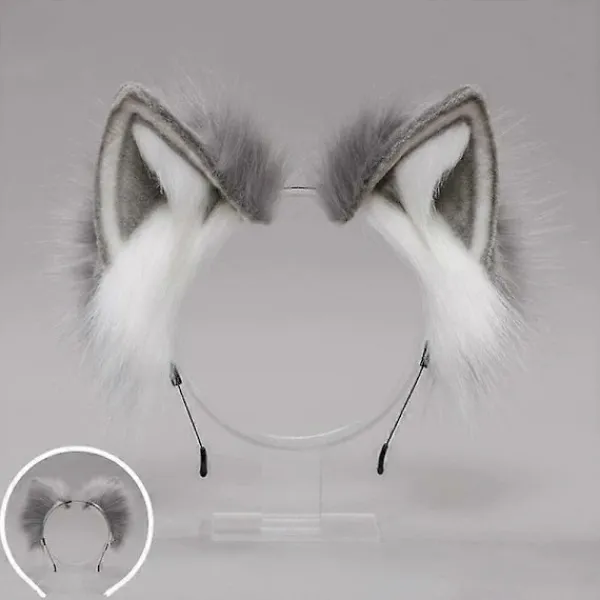 Handgjort Hårband med Kattöron - Räv Varg Djur Cosplay Kostym Huvudbonad, Sött Pälsigt Halloween Tillbehör färg 3.SA> Huvudbonader