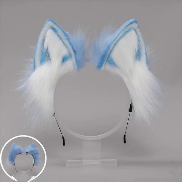 Handgjort Hårband med Kattöron - Räv Varg Djur Cosplay Kostym Huvudbonad, Sött Pälsigt Halloween Tillbehör färg 7> Huvudbonader