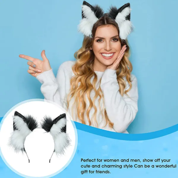 Handgjort konstpäls räv varg öron pannband Halloween> Huvudbonader