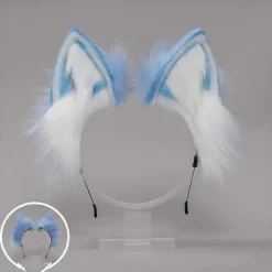 Handgjort Pannband med Kattöron - Räv Varg Djur Cosplay Kostym Huvudbonad, Sött Pälsigt Halloween Tillbehör_yux> Huvudbonader