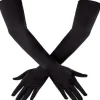 Handskar Långa Svarta Satinhandskar Aftonhandskar Operahandskar Svarta 21 "Armbågshandskar För Flickor Kvinnor (svart)> Tillbehör