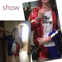 Harley Quinn Cosplay Kostym 4-delars Set för Kvinnor & Barn 4 i 1 Set-FF- 140><noscript><img width=