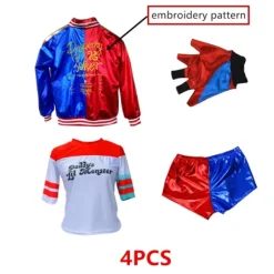 Harley Quinn Kostym Film Clown Girl Dräkt Halloween Vuxen Sexig Cosplay T-shirt Armband Pistolhölster Tillbehör 01 M(155-160CM)-FA- M(155-160CM)> Dräkter