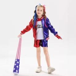 Harley Quinn Kostym för Kvinnor | Joker Girl Cosplay Halloween Party Outfit & Cosplay-peruk-XXL XXL{FY} XXL wig> Peruker