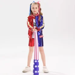 Harley Quinn Kostym för Kvinnor | Joker Girl Cosplay Halloween Party Outfit & Cosplay-peruk-XXL XXL{FY} XXL wig><noscript><img width=