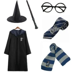 Harry Potter 6-delars Set Magisk Trollkarl Cosplay Maskerad Cape Mantel Kostym 155cm (11-12 years)> Tillbehör