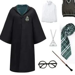 KOOLYOU Harry Potter magiska dräkt Slytherin 7-delad set (halsband) Barn 155> Dräkter