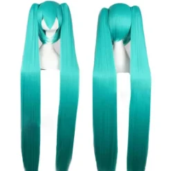 Hatsune Miku Cosplay Peruk med Dubbla Toppar för Halloween & Karneval, Kompatibel med Vocaloid[JUN]><noscript><img width=