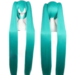 Hatsune Miku Peruk Cosplay Party Peruker med 2 Hästsvansar Långt Rakt Peruk Halloween Karneval Rekvisita> Peruker