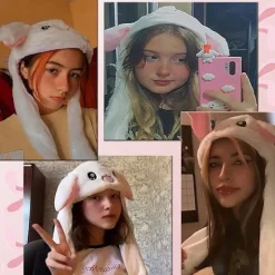 Hatt med rörliga kaninöron Hoppande Hatt Rolig Kanin Plysch Hatt Mössa, ZQKLA><noscript><img width=