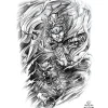 XiaoTeng HEL RYGGTAVLA! Tillfällig Tatuering 48 x 34cm - krigare varg> Smink