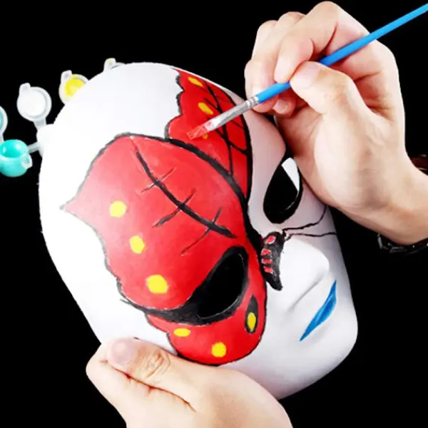 Jettbuying Helmasker Papper Blank Vit Halloween Cosplay Cat Paintab ONESIZE> Masker