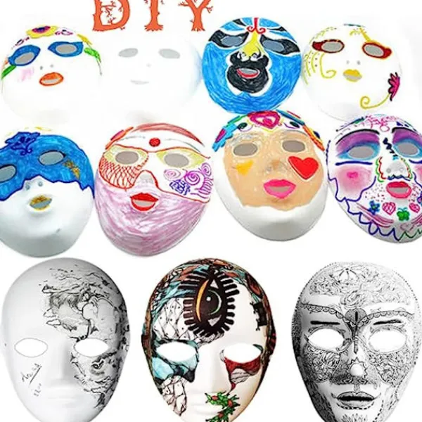 Jettbuying Helmasker Papper Blank Vit Halloween Cosplay Cat Paintab ONESIZE> Masker