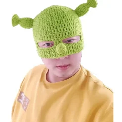 Heltäckande grön hatt, hattar med söta öron, stickad hatt med mask,><noscript><img width=