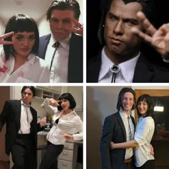 Herr Vincent Vega Peruk med 1 Halsband Kort Svart-FA-> Peruker