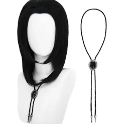 Herr Vincent Vega Peruk med 1 Halsband Kort Svart-FA-><noscript><img width=