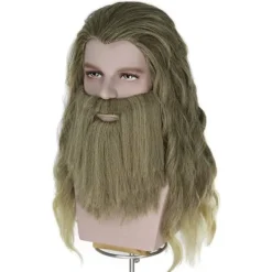 Herrar Peruk Och Skägg Lång Lockig Gyllenbrun Peruk Herr Peruker Halloween Kostymfest Peruker> Peruker