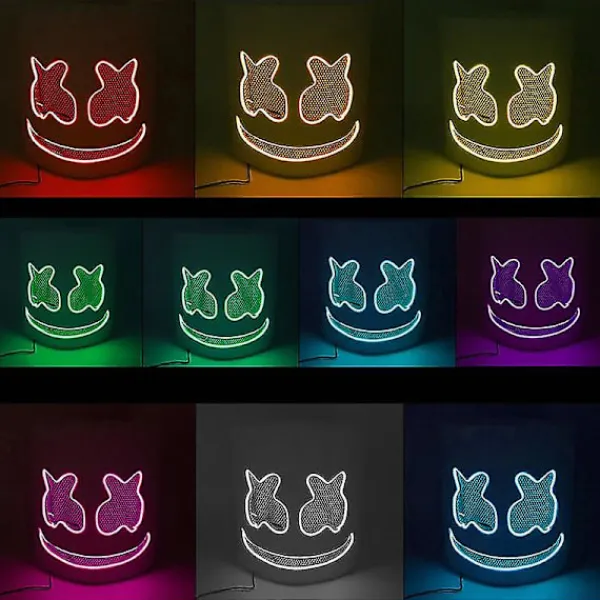 Het Halloween Luminous Huvudöverdrag Led Ljus Upp Cosplay Dj Marshmello Huvudbonad Glödande Neon Musikfestival Mask Rave Party Rekvisita (Icke lysande) | Fyndiq> Masker
