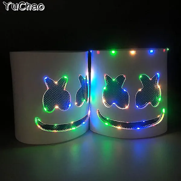 Het Halloween Luminous Huvudöverdrag Led Ljus Upp Cosplay Dj Marshmello Huvudbonad Glödande Neon Musikfestival Mask Rave Party Rekvisita (Icke lysande) | Fyndiq> Masker