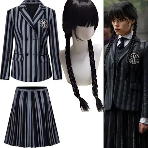 Het Onsdag Addams Kostym Nevermore Academy Barn Vuxen Uniform Klänning Kostym Cosplay Endast Hand -FA- One Size> Tillbehör