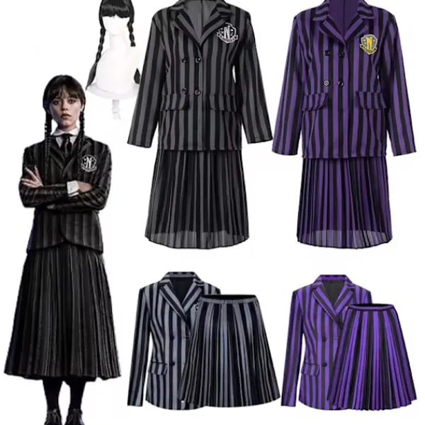 Het Onsdag Addams Kostym Nevermore Academy Barn Vuxen Uniform Klänning Kostym Cosplay Endast Hand -FA- One Size> Tillbehör