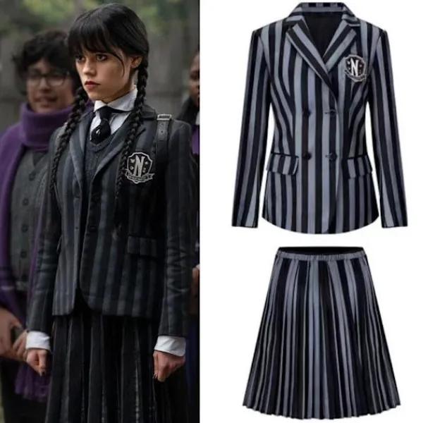 Het Onsdag Addams Kostym Nevermore Academy Barn Vuxen Uniform Klänning Kostym Cosplay Endast Hand -FA- One Size> Tillbehör