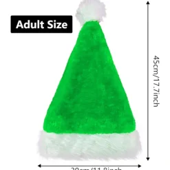 Heyone 3-pack Jultomtehatt för Vuxna, Traditionell Grön och Vit Plysch Jultomtehatt för Julfest> Huvudbonader