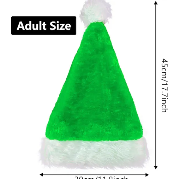 Heyone 3-pack Jultomtehatt för Vuxna, Traditionell Grön och Vit Plysch Jultomtehatt för Julfest> Huvudbonader