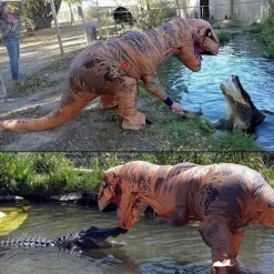 Häftig uppblåsbar T-Rex dinosauriekostym för vuxna 2025 (Brun) [ZHE]><noscript><img width=