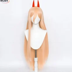 Högkvalitativ Anime Makima Power Cosplay Peruk Lång Orange Rosa Värmebeständig Syntetiskt Hår Party Rollspel Peruker + Perukmössa + Horn (HK) One Size | Fyndiq><noscript><img width=