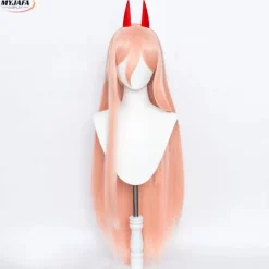 Högkvalitativ Anime Makima Power Cosplay Peruk Lång Orange Rosa Värmebeständig Syntetiskt Hår Party Rollspel Peruker + Perukmössa + Horn (HK) One Size | Fyndiq><noscript><img width=