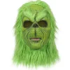 Högkvalitativ Grinch Mask Jul Grön Monster Mask Jul Grinch Kostym Mask med Julhatt Roliga Jul Cosplay Party Rekvisita Pälsmask - DSW> Masker