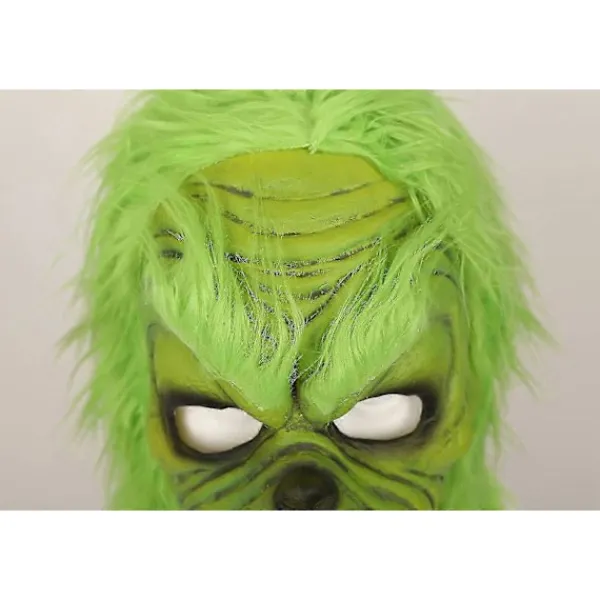 Högkvalitativ Grinch Mask Jul Grön Monster Mask Jul Grinch Kostym Mask med Julhatt Roliga Jul Cosplay Party Rekvisita Pälsmask - DSW> Masker