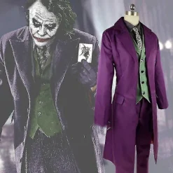 Högkvalitativ Heath Ledger Cosplay Kostym Halloween Herr Film The Dark Knight Joker Kostym Lila Jacka Kompletta Set-Xin 3XL> Dräkter