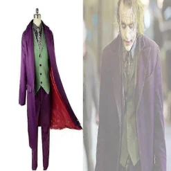 Högkvalitativ Heath Ledger Cosplay Kostym Halloween Herr Film The Dark Knight Joker Kostym Lila Jacka Kompletta Set-Xin 3XL> Dräkter