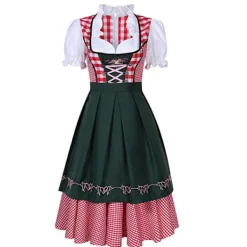 Högkvalitativ traditionell tysk rutig klänning Oktoberfest-dräkter för vuxna kvinnor Halloween Fancy Party Style XXL xxl> Dräkter