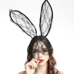 Högkvalitativa Svarta Kaninöron Slöja Hårband Spetsmask Slöjor Hårband Kaninöron Hårband Partydekoration Huvudbonad Bal Cosplay Huvudbonad Kostym H WHITE | Fyndiq> Tillbehör