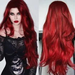Högtemperaturbeständig fiber vin medellång lockig peruk dam peruk> Peruker