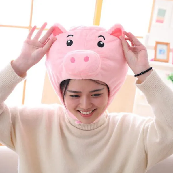 Högtidshatt Rosa Söt Plysch Gris Huvudskydd Gris Hatt Plysch Huvudskydd Foto Rekvisita> Huvudbonader