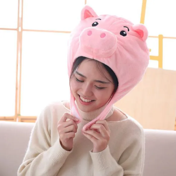 Högtidshatt Rosa Söt Plysch Gris Huvudskydd Gris Hatt Plysch Huvudskydd Foto Rekvisita> Huvudbonader