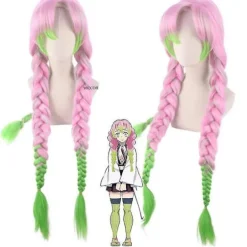 /HH/Anime Demon Slayer Kimetsu No Yaiba Mitsuri Kanroji Kisatsutai Kimono Cosplay Kostym Halloween Kläder> Peruker