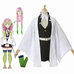 /HH/Anime Demon Slayer Kimetsu No Yaiba Mitsuri Kanroji Kisatsutai Kimono Cosplay Kostym Halloween Kläder> Peruker