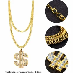Hiphop-kostymset 80/90-talets rappare accessoarer Hiphop-maskeradkostymer 90-talsoutfit för män kvinnor hatt solglasögon halsband> Tillbehör