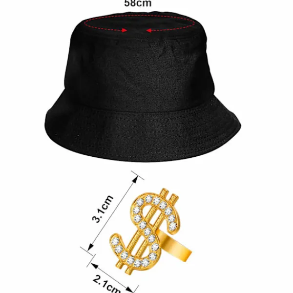 Hiphop-kostymset 80/90-talets rappare accessoarer Hiphop-maskeradkostymer 90-talsoutfit för män kvinnor hatt solglasögon halsband> Tillbehör