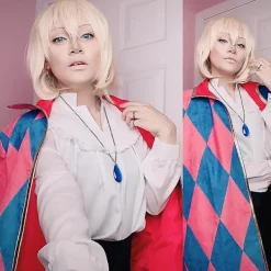 Howl Kostym Peruk Anime Howls rörliga slott Cosplay Kostymer Peruk Jacka Halsband Halloween Kostymer för Kvinnor Män XXL><noscript><img width=