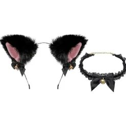 FMYSJ Hårband Dam Svart Katt Öra Huvudstycke Räv Hårband Rävöron Hårband Kattöron Hårbygel (FMY) 53Xcm> Huvudbonader