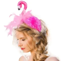 Hårband Flamingo, Huvudsmycke, Plysch, Tiara, Kostym, Förklädnad, Temafest, Karneval> Huvudbonader