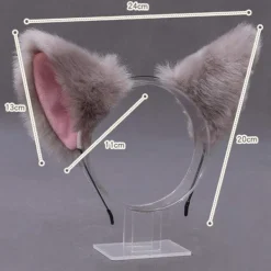 Hårband med fuskpälsöron, räv, katt, cosplay, partykostym, öron, huvudbonad (vit)> Huvudbonader