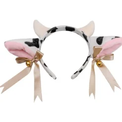 Hårband med koöron, horn, rosett, klockor och elastiskt band> Huvudbonader